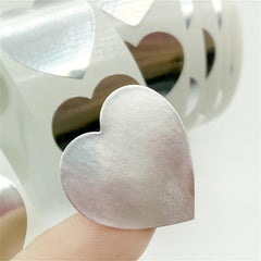 500 Heart Shaped Stickers - 1 Inch Silvery and Golden - Christmas Gift Labels