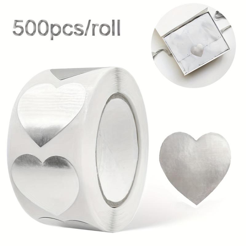 500 Heart Shaped Stickers - 1 Inch Silvery and Golden - Christmas Gift Labels