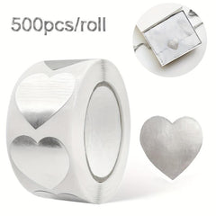 500 Heart Shaped Stickers - 1 Inch Silvery and Golden - Christmas Gift Labels