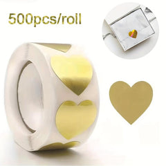 500 Heart Shaped Stickers - 1 Inch Silvery and Golden - Christmas Gift Labels