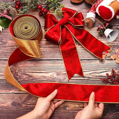 Christmas Velvet Wired Edge Ribbon Trim Wrapping Ribbon Craft Fabric Ribbon