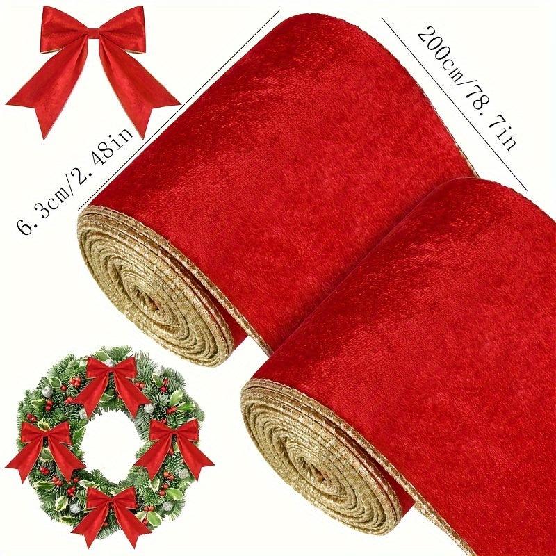 Christmas Velvet Wired Edge Ribbon Trim Wrapping Ribbon Craft Fabric Ribbon
