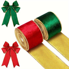 Christmas Velvet Wired Edge Ribbon Trim Wrapping Ribbon Craft Fabric Ribbon