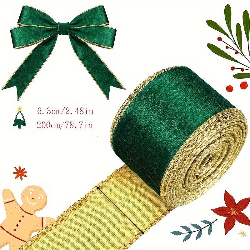 Christmas Velvet Wired Edge Ribbon Trim Wrapping Ribbon Craft Fabric Ribbon