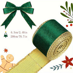 Christmas Velvet Wired Edge Ribbon Trim Wrapping Ribbon Craft Fabric Ribbon