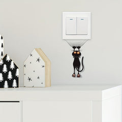 Cartoon Cat Wall Sticker Self Adhesive Bedroom Living Room Switch Decoration