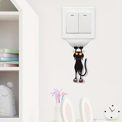 Cartoon Cat Wall Sticker Self Adhesive Bedroom Living Room Switch Decoration