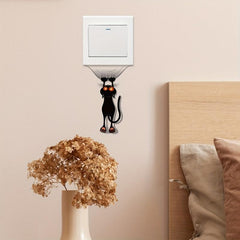 Cartoon Cat Wall Sticker Self Adhesive Bedroom Living Room Switch Decoration