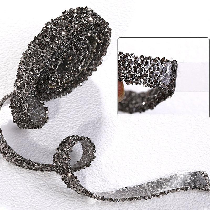 12mm 1m Rhinestone Chain With Ribbons - Wedding Bouquet Material