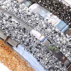 12mm 1m Rhinestone Chain With Ribbons - Wedding Bouquet Material
