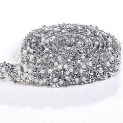 12mm 1m Rhinestone Chain With Ribbons - Wedding Bouquet Material