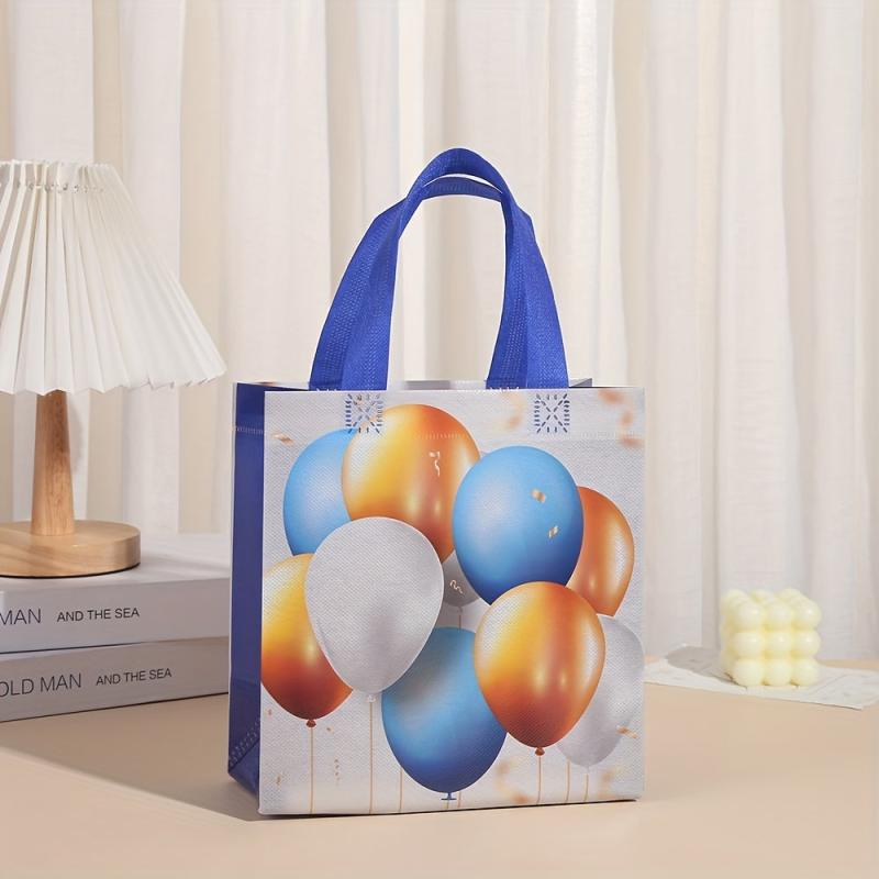 4pcs Waterproof Halloween Balloon Gift Bags, Non Woven, Handles, Shopping
