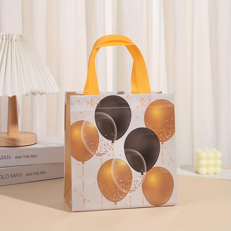 4pcs Waterproof Halloween Balloon Gift Bags, Non Woven, Handles, Shopping
