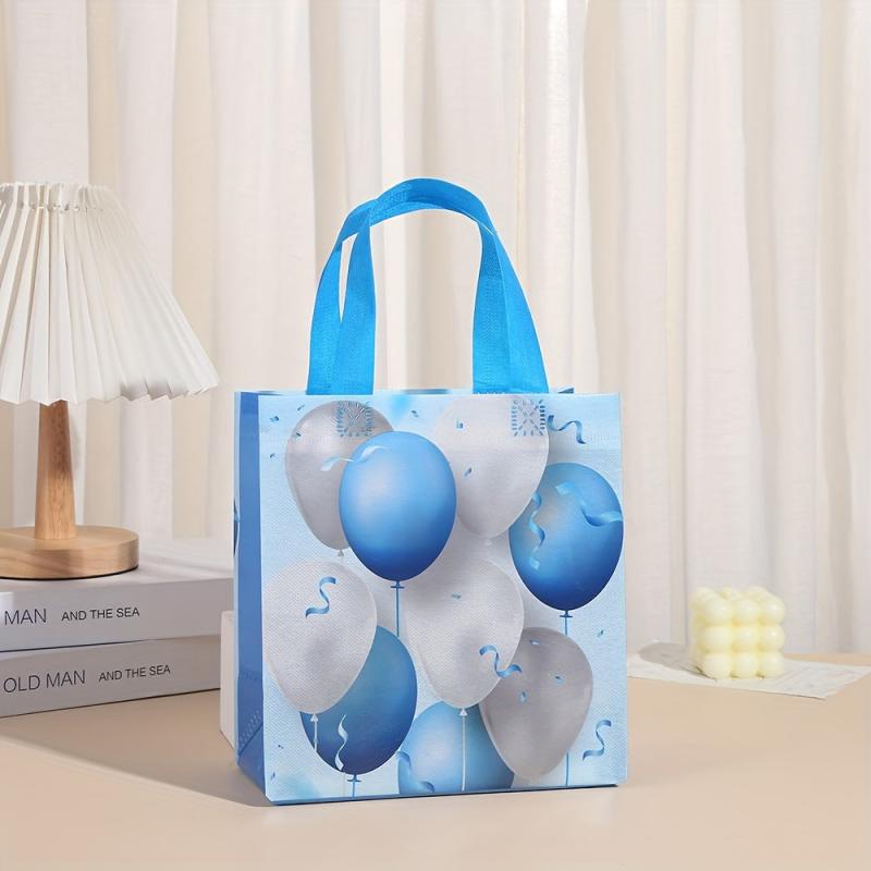 4pcs Waterproof Halloween Balloon Gift Bags, Non Woven, Handles, Shopping