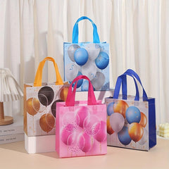 4pcs Waterproof Halloween Balloon Gift Bags, Non Woven, Handles, Shopping