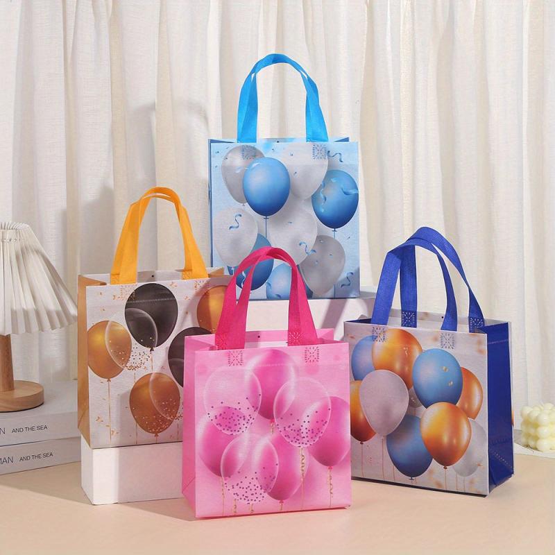 4pcs Waterproof Halloween Balloon Gift Bags, Non Woven, Handles, Shopping