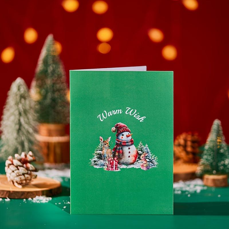 Merry Christmas Pop Up Card Warm Wish 3D Greeting Card Happy Year Gift