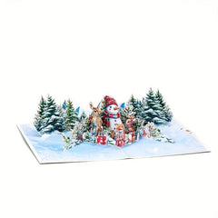 Merry Christmas Pop Up Card Warm Wish 3D Greeting Card Happy Year Gift