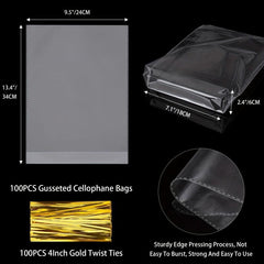 100 Clear Cellophane Treat Bags with Twist Ties