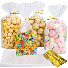 100 Clear Cellophane Treat Bags with Twist Ties