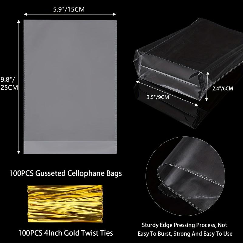 100 Clear Cellophane Treat Bags with Twist Ties