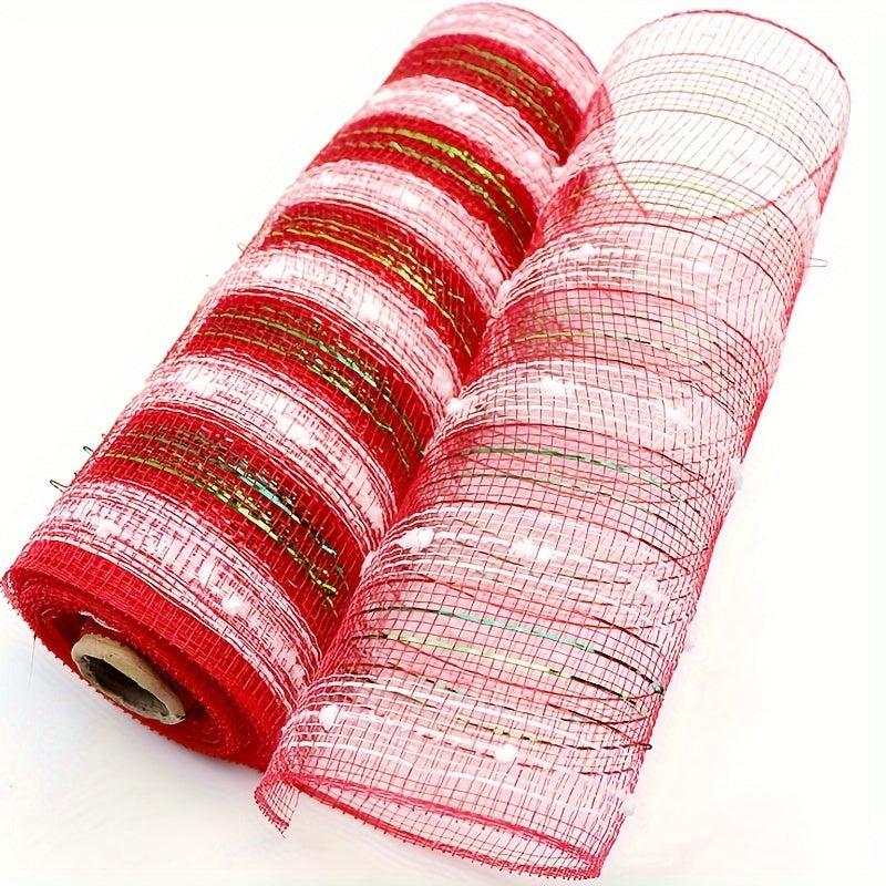 Christmas Ribbon Garland Decoration with Snowflake Hair Ball Wire Mesh Ribbons