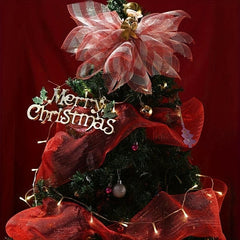 Christmas Ribbon Garland Decoration with Snowflake Hair Ball Wire Mesh Ribbons
