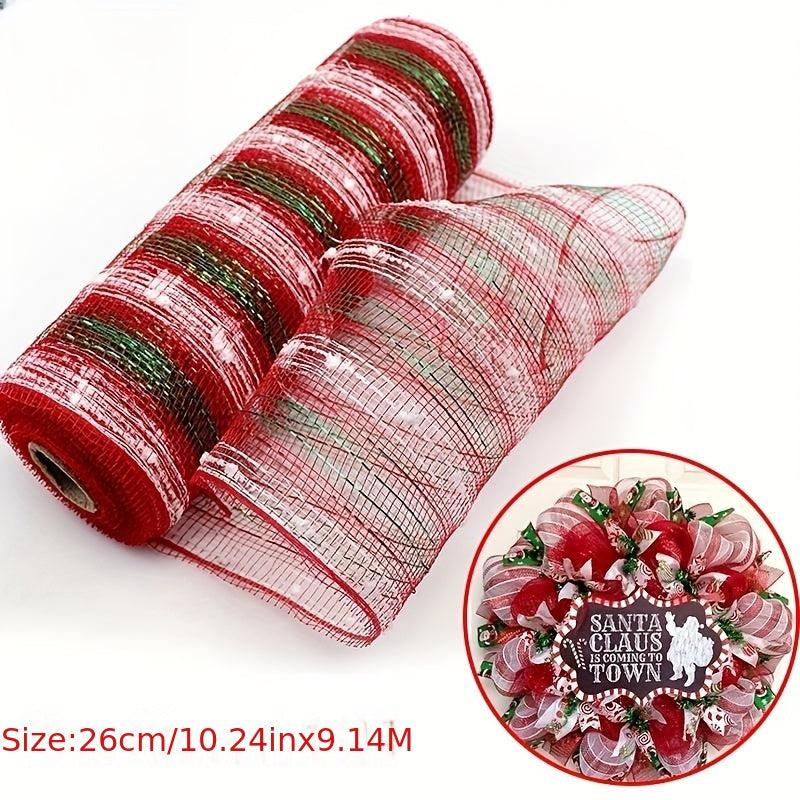 Christmas Ribbon Garland Decoration with Snowflake Hair Ball Wire Mesh Ribbons