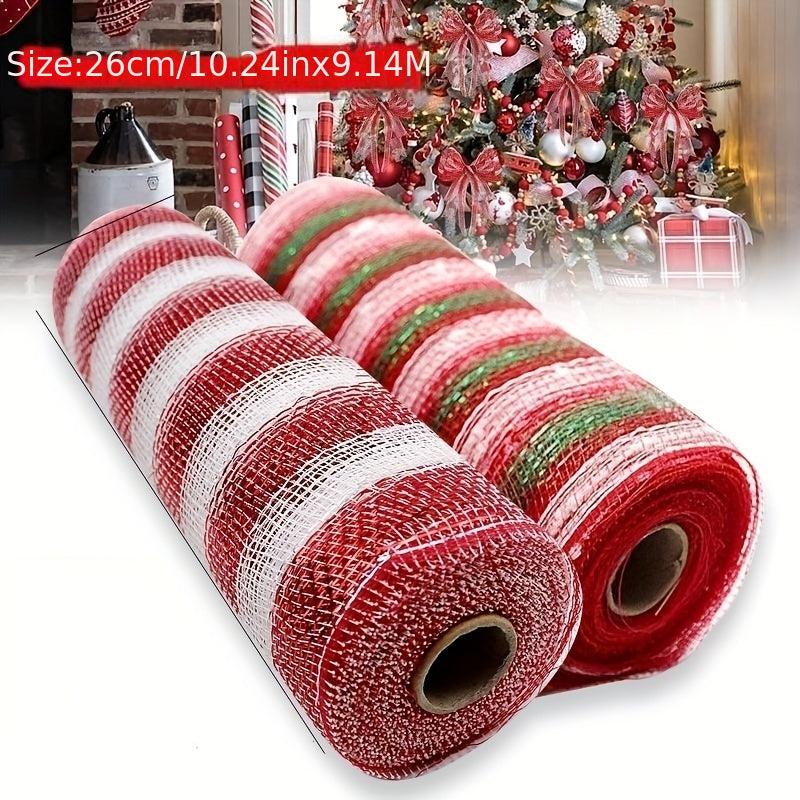 Christmas Ribbon Garland Decoration with Snowflake Hair Ball Wire Mesh Ribbons