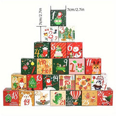 24pcs Christmas Advent Calendar Candy Box Paper Gift Boxes Decorations