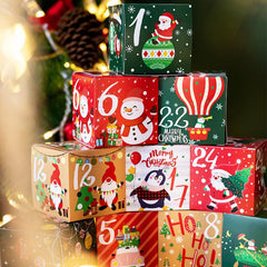 24pcs Christmas Advent Calendar Candy Box Paper Gift Boxes Decorations