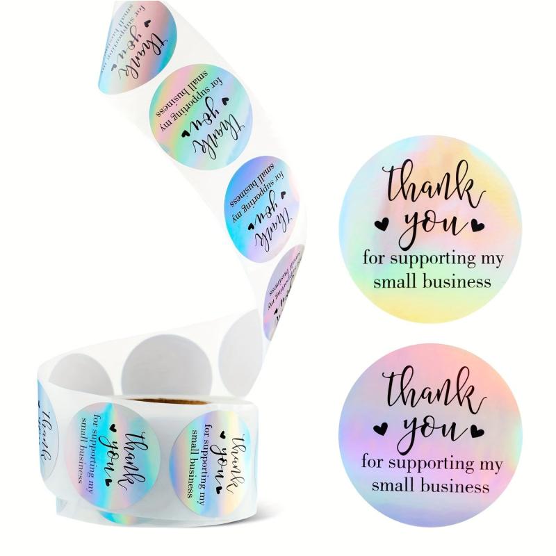 500pcs Thank You Small Business Stickers Rainbow Wrapping Supplies