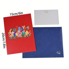 Pop Up Christmas Greeting Cards With Envelope and Note