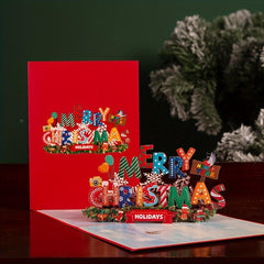 Pop Up Christmas Greeting Cards With Envelope and Note