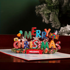 Pop Up Christmas Greeting Cards With Envelope and Note