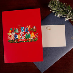 Pop Up Christmas Greeting Cards With Envelope and Note