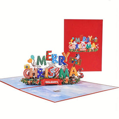 Pop Up Christmas Greeting Cards With Envelope and Note