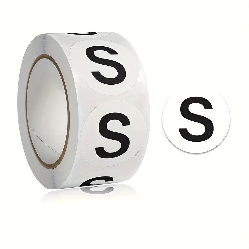 1000 Circular Adhesive Letter Stickers Clothing Shoe Size Labels