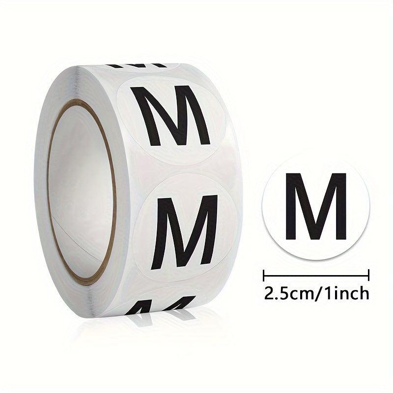 1000 Circular Adhesive Letter Stickers Clothing Shoe Size Labels