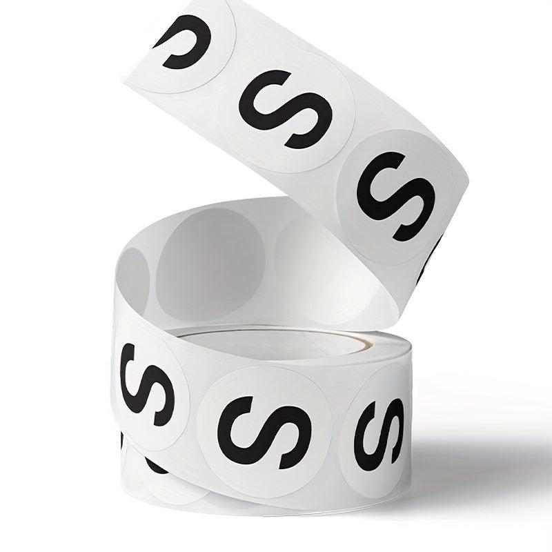 1000 Circular Adhesive Letter Stickers Clothing Shoe Size Labels