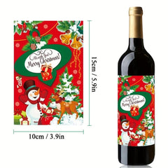 8pcs Christmas Wine Bottle Stickers Xmas Wine Labels Gift Decorations