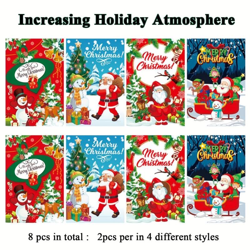 8pcs Christmas Wine Bottle Stickers Xmas Wine Labels Gift Decorations