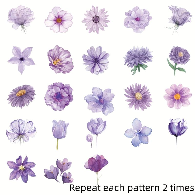 Purple Orchid Series Plants And Flowers Stickers Pack - 46pcs