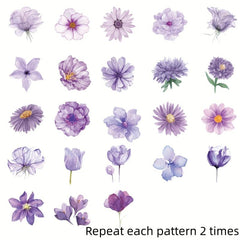 Purple Orchid Series Plants And Flowers Stickers Pack - 46pcs