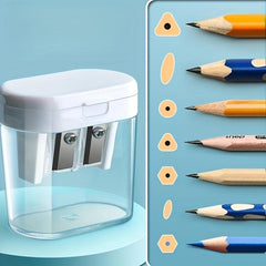 Deli Double Hole Pencil Sharpener - Large Diameter Triangle Design