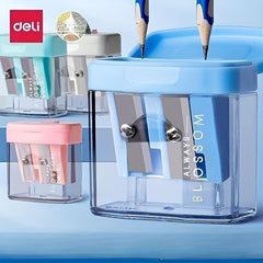 Deli Double Hole Pencil Sharpener - Large Diameter Triangle Design