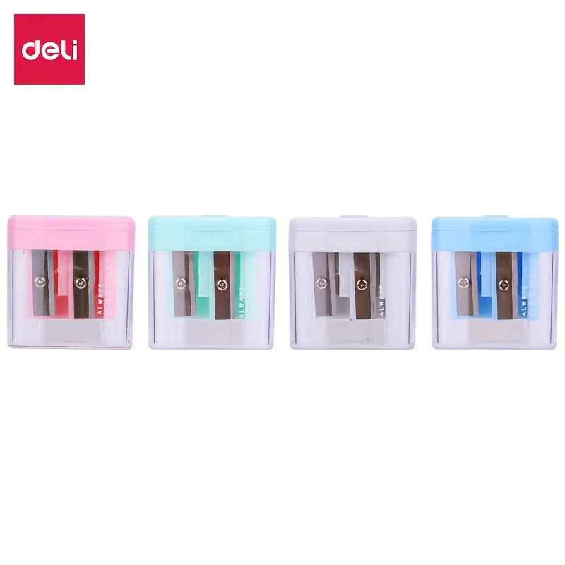 Deli Double Hole Pencil Sharpener - Large Diameter Triangle Design
