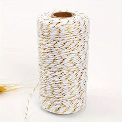 Golden Silk Cotton Thread Christmas Gift Wrapping, 44 Meter Long