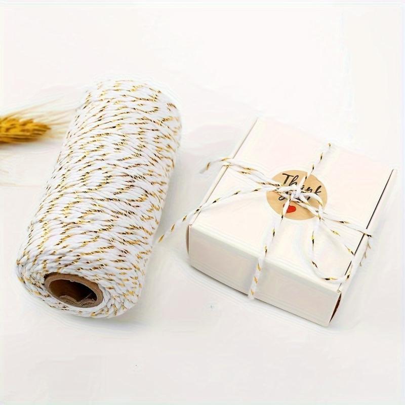 Golden Silk Cotton Thread Christmas Gift Wrapping, 44 Meter Long