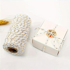 Golden Silk Cotton Thread Christmas Gift Wrapping, 44 Meter Long